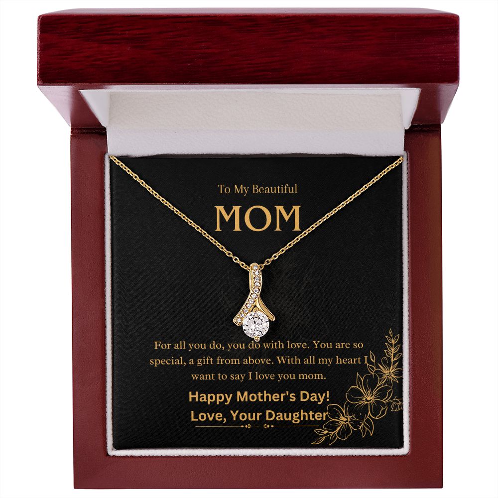 Dazzling Ribbon Shaped Pendant Necklace