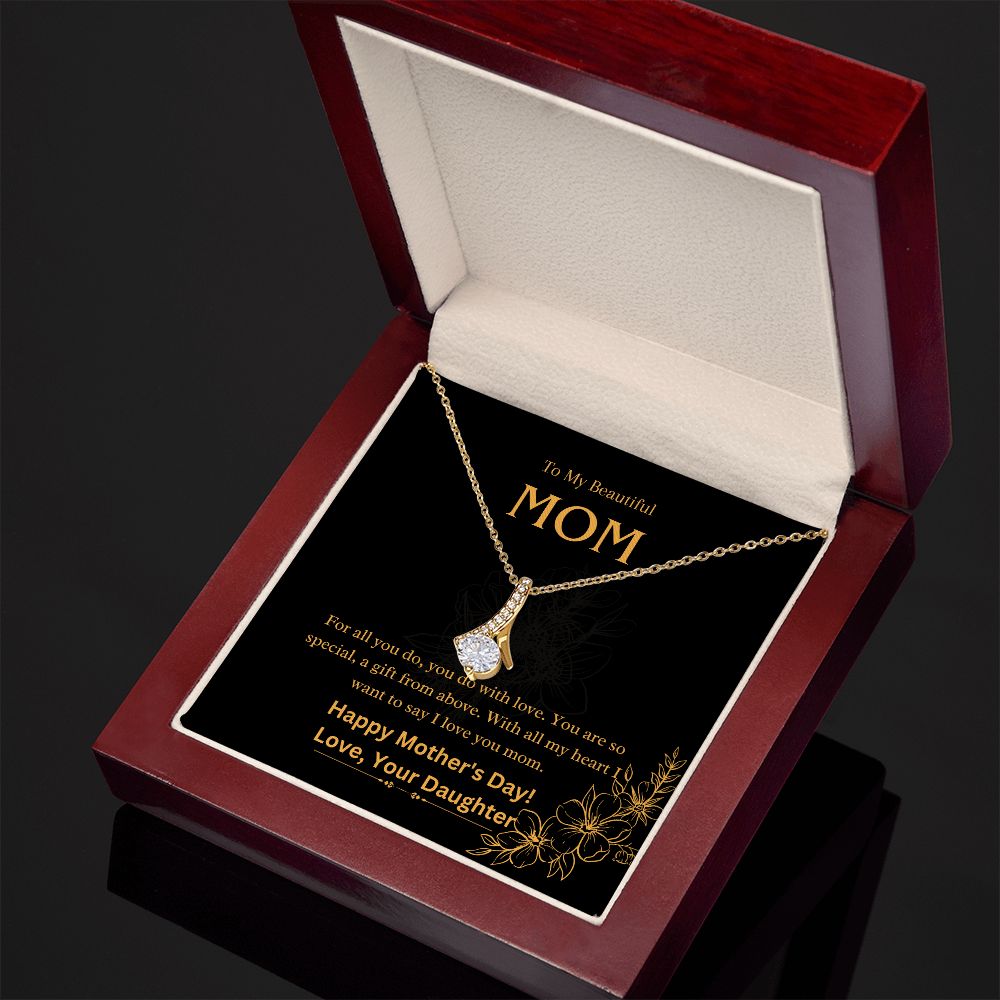 Dazzling Ribbon Shaped Pendant Necklace