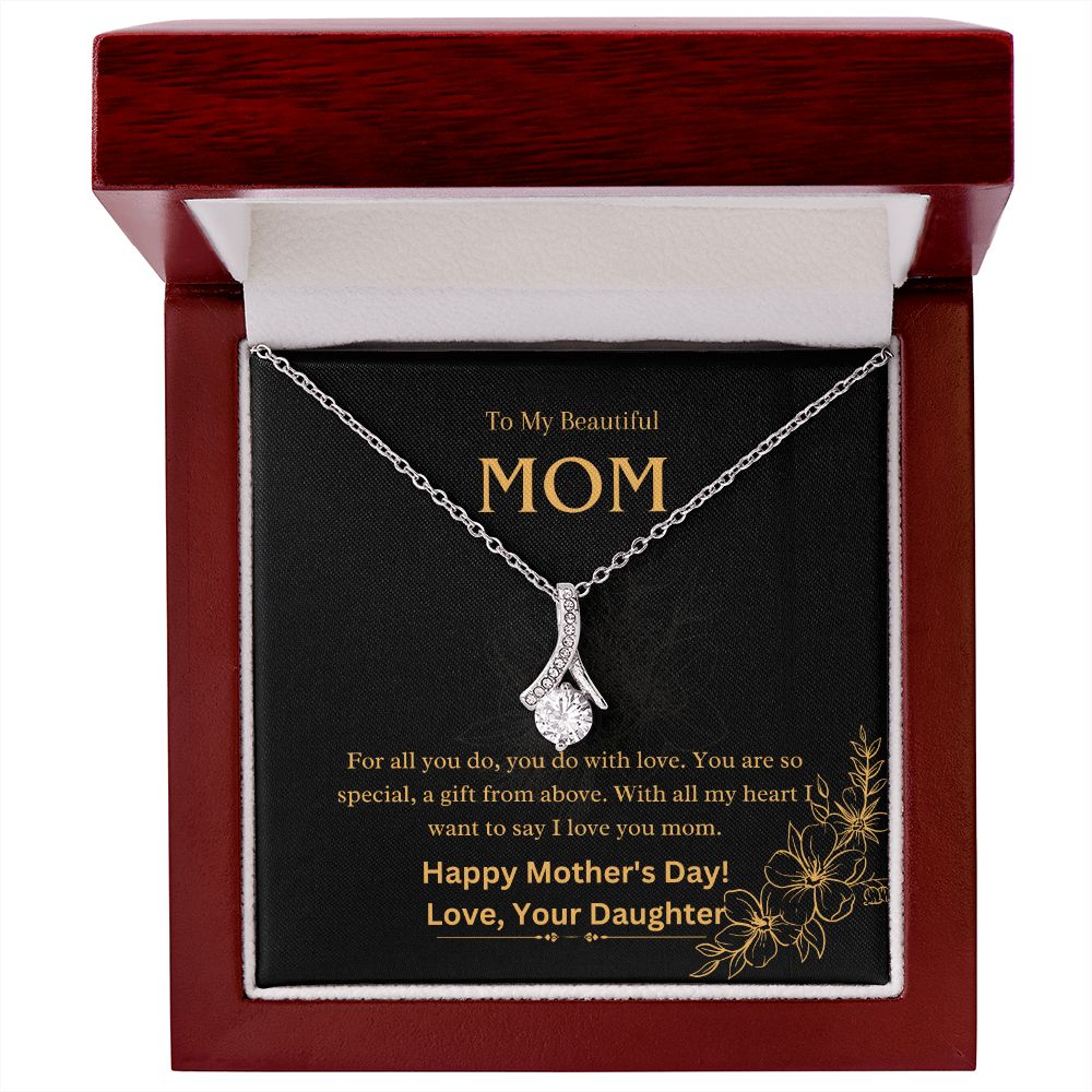 Dazzling Ribbon Shaped Pendant Necklace