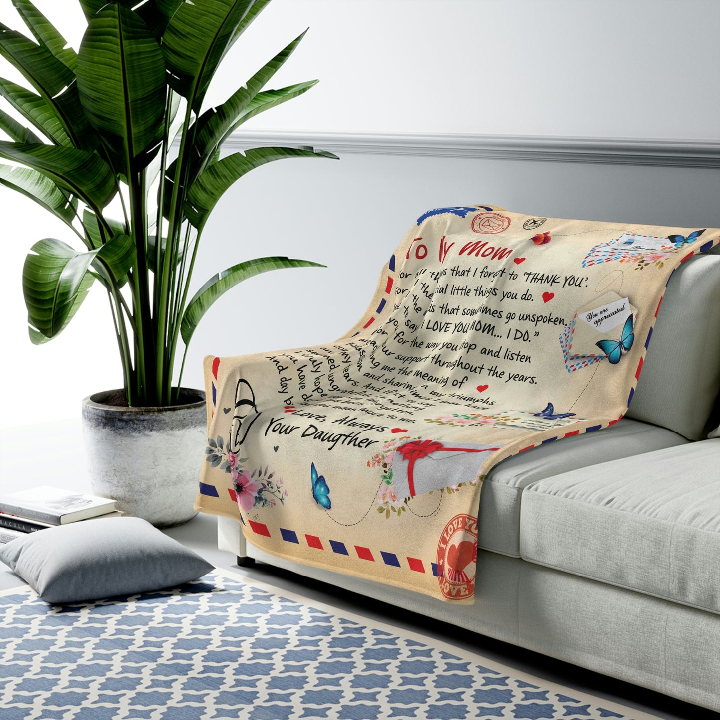 To My Mom – Postcard Blanket from Daughter