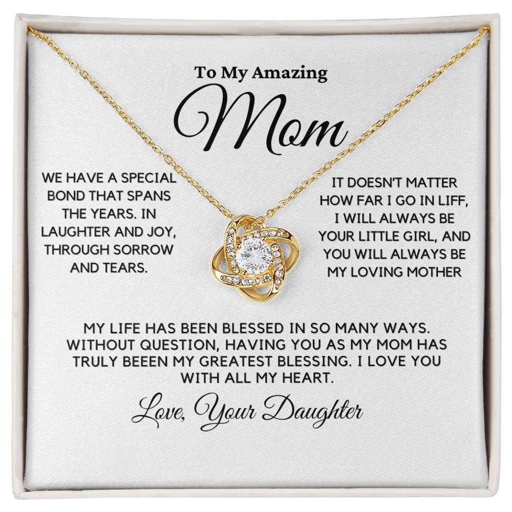 Mom - Special Bond - Love Knot Necklace From Daughter