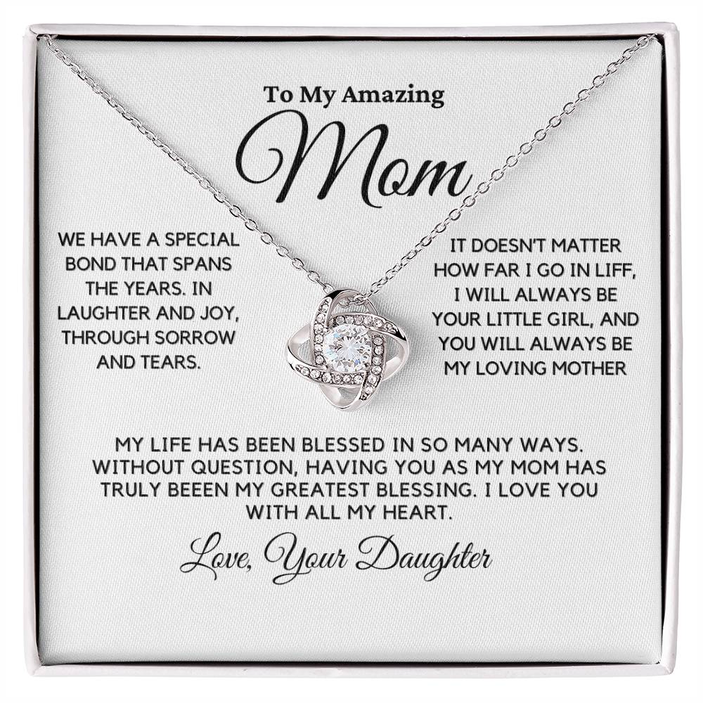 Mom - Special Bond - Love Knot Necklace From Daughter