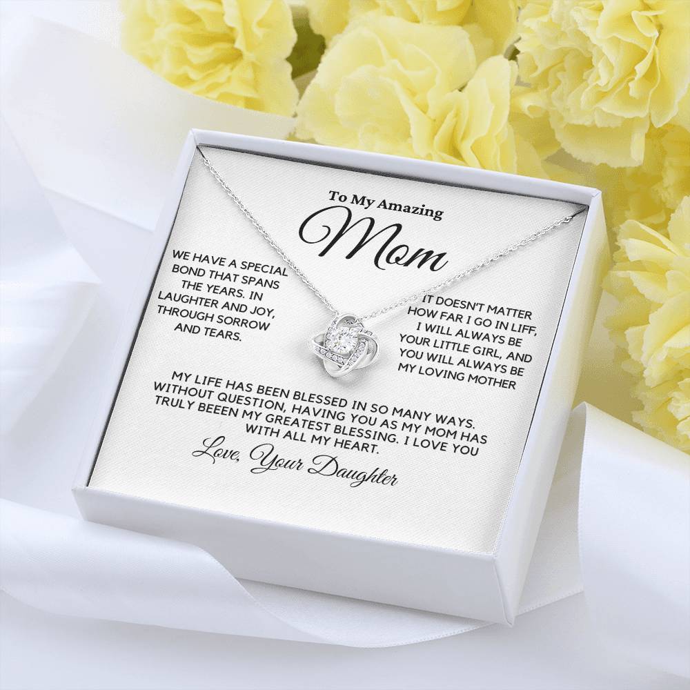 Mom - Special Bond - Love Knot Necklace From Daughter