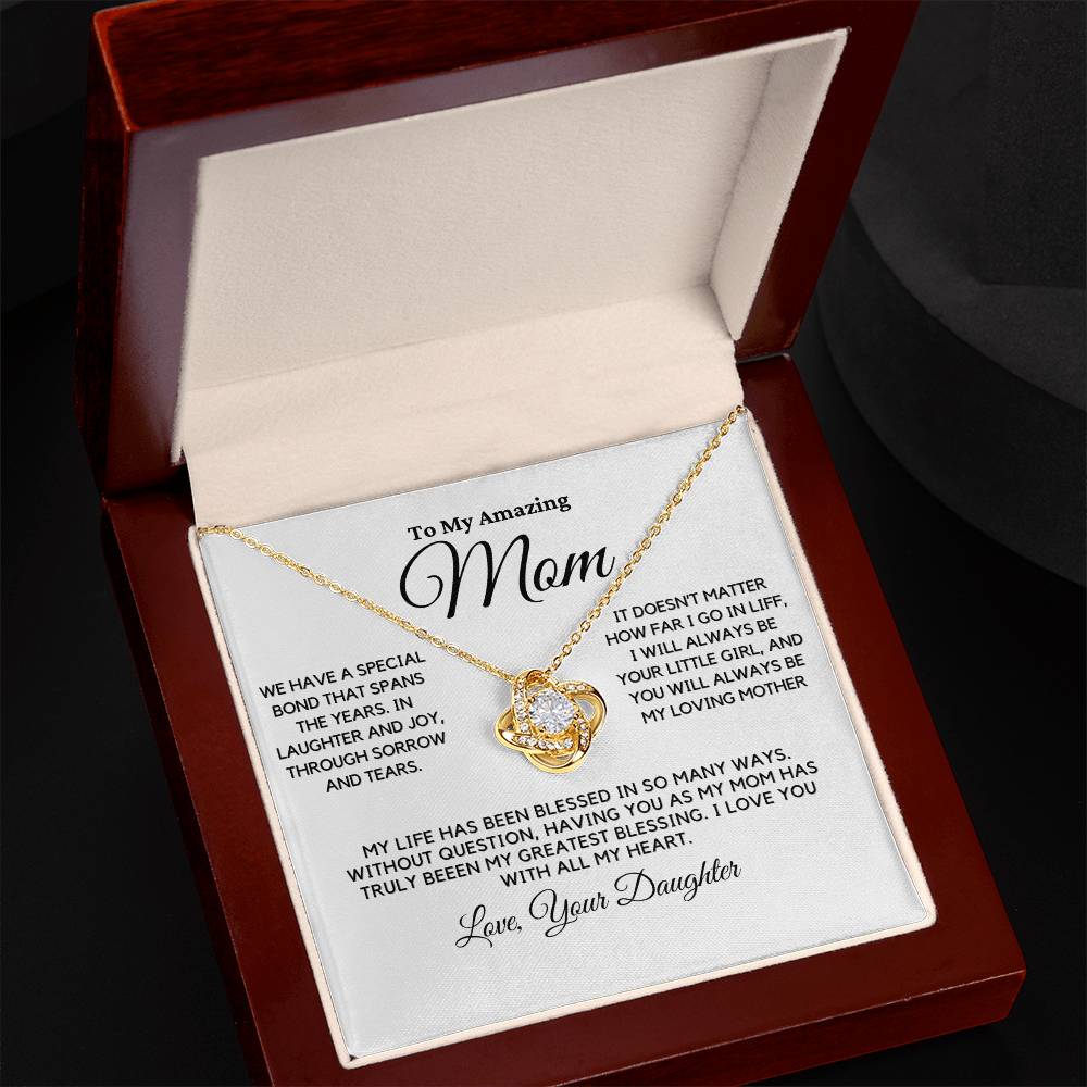 Mom - Special Bond - Love Knot Necklace From Daughter