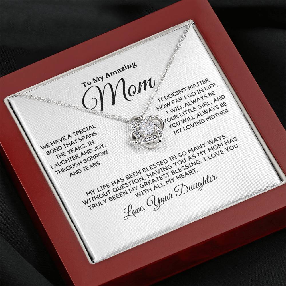 Mom - Special Bond - Love Knot Necklace From Daughter