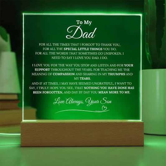 To My DAD - For All The Times I Forgot To Thank You - Acrylic LED Plaque