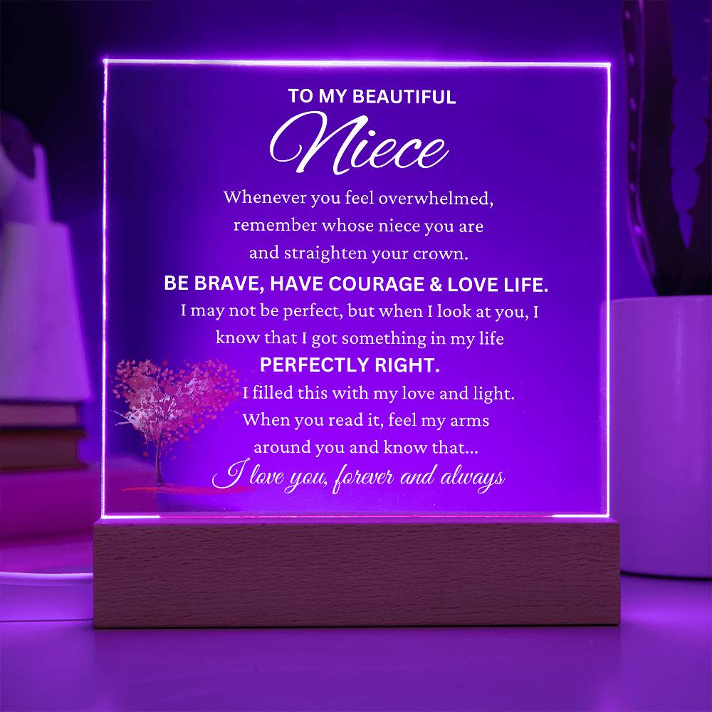 "For My Brave and Beautiful Niece" - LED Acrylic Plaque