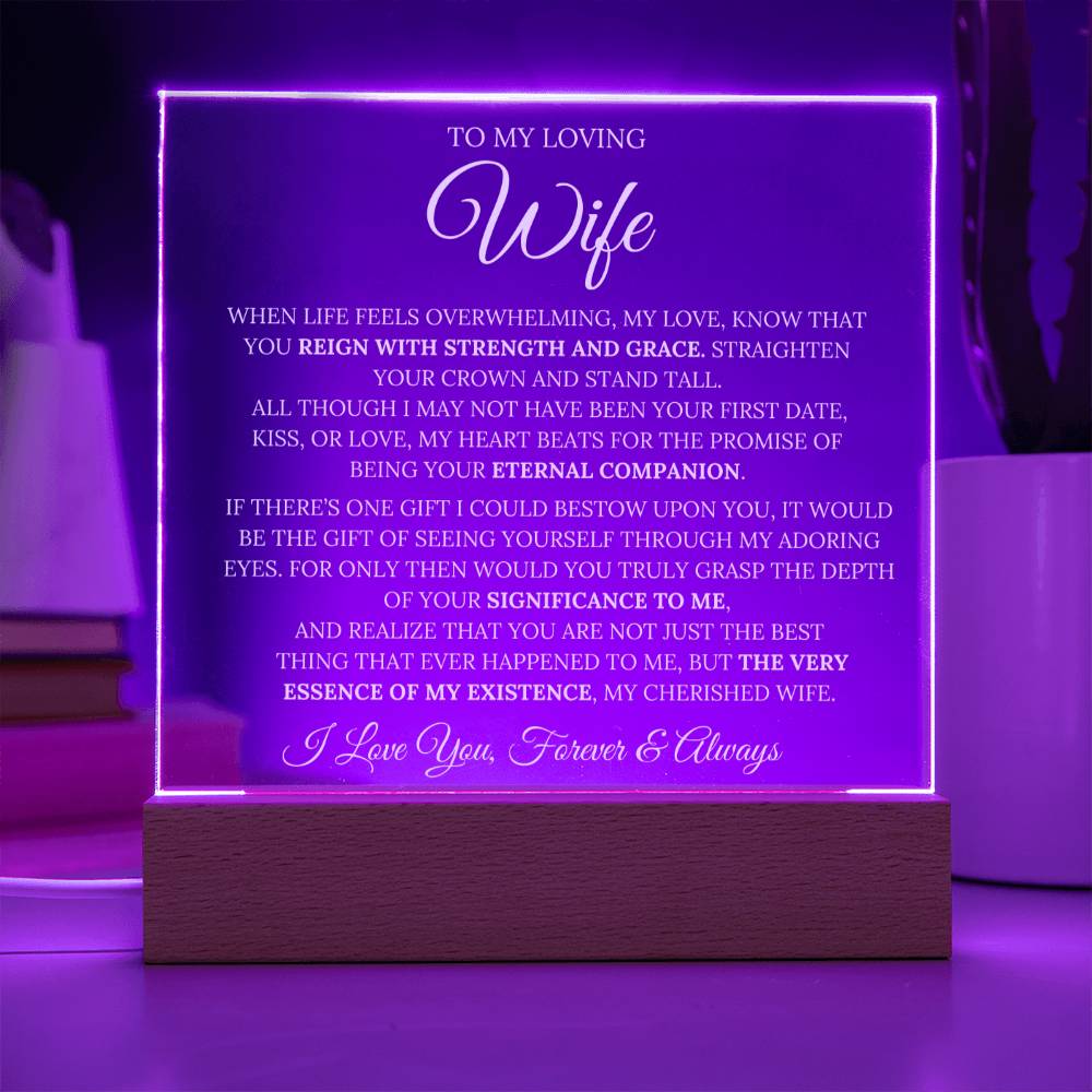 Wife - ''My Love''  Multicolored LED Acrylic Plaque