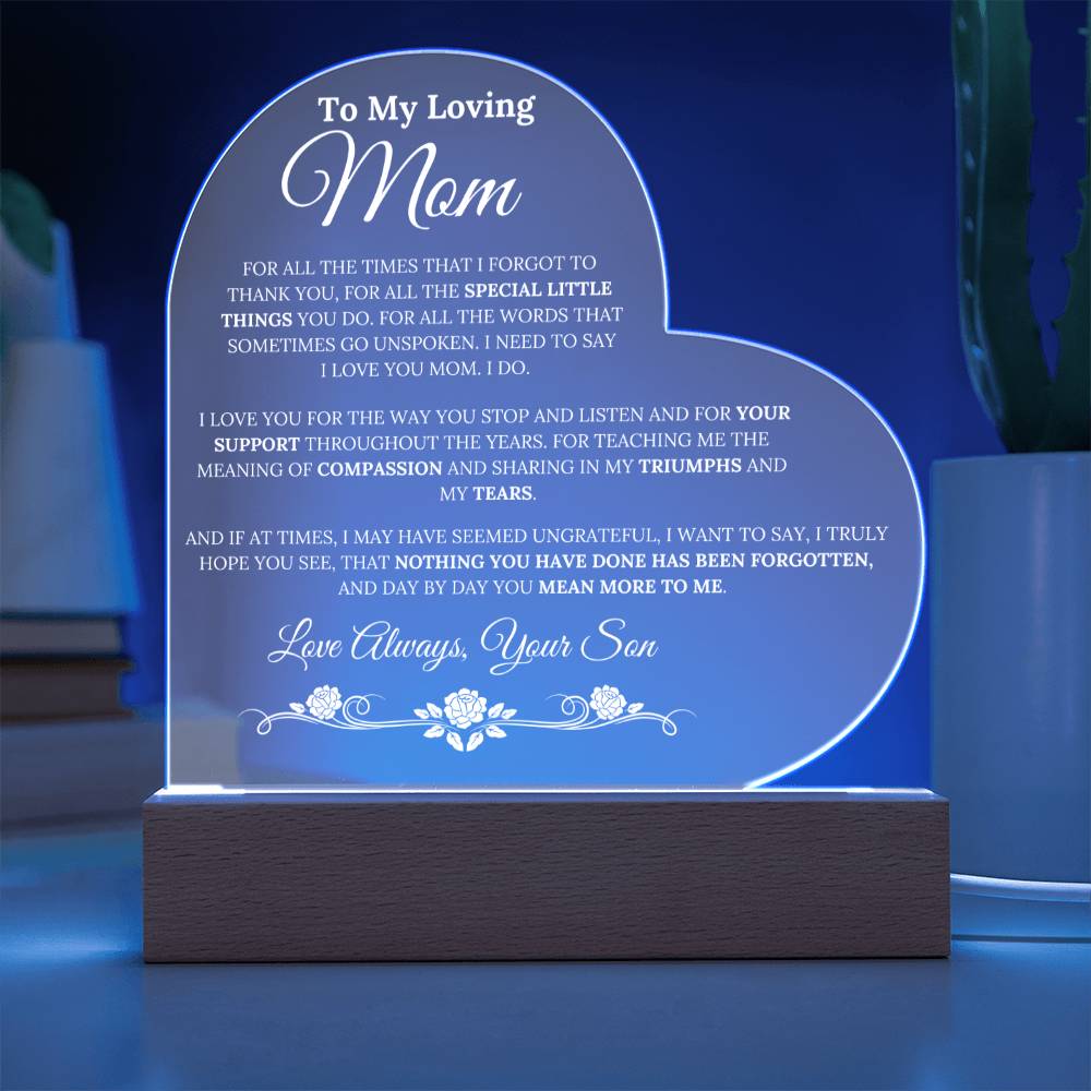 To My Loving Mom - For All The Times I Forgot To Thank You - Acrylic LED Lamp