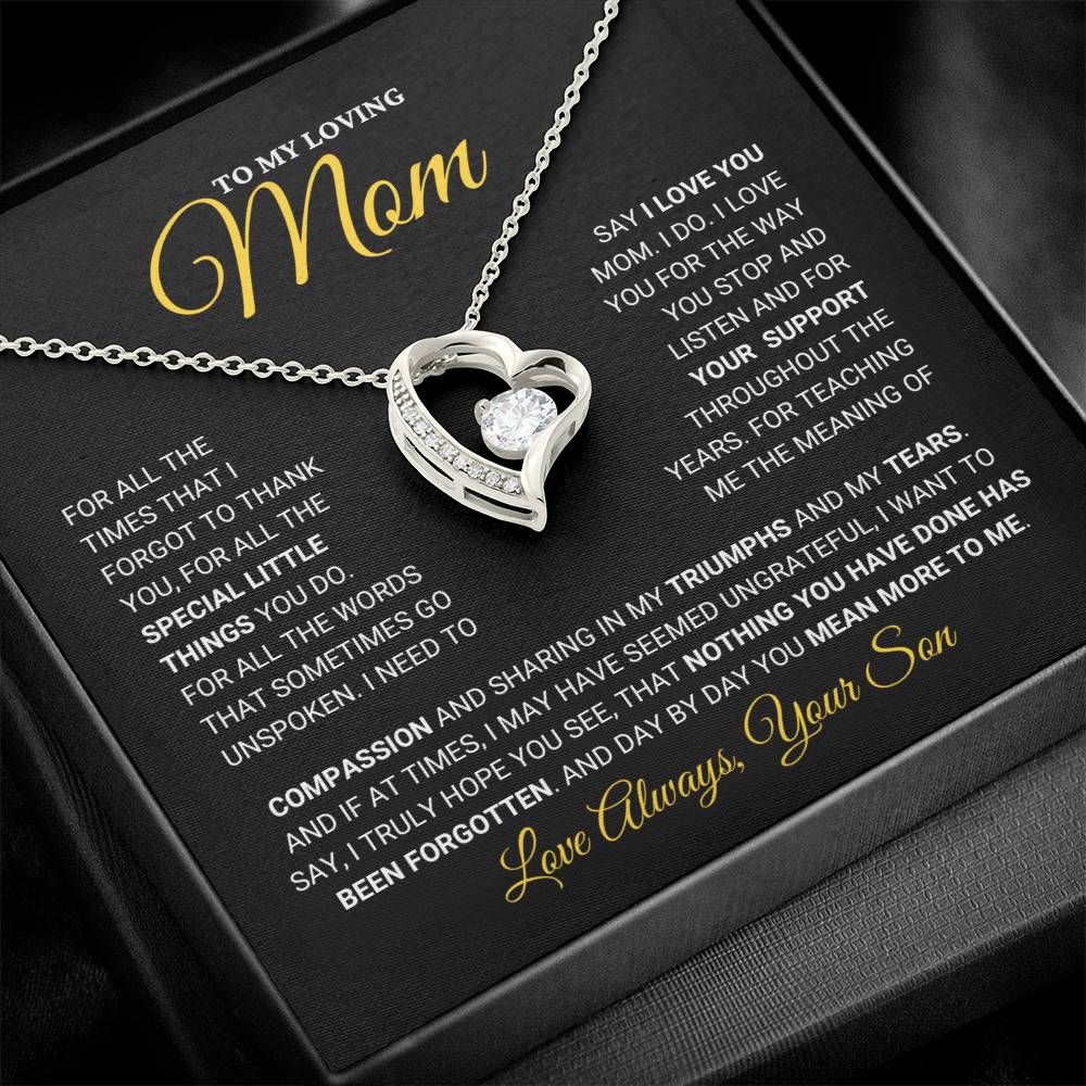 Mom Gift  From Son "I Love You" - Forever Love Necklace