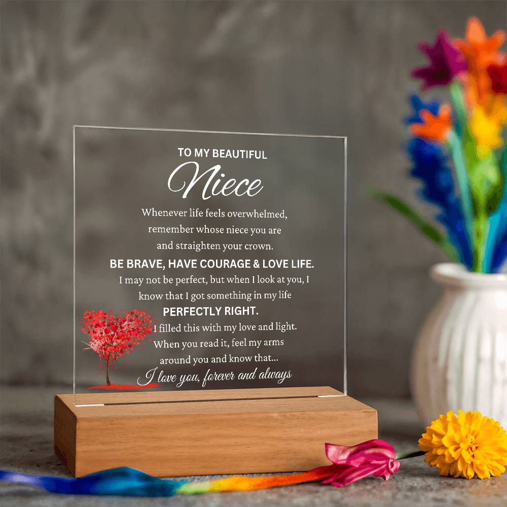 "For My Brave and Beautiful Niece" - LED Acrylic Plaque