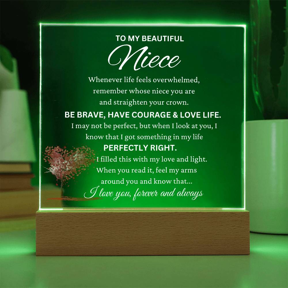 "For My Brave and Beautiful Niece" - LED Acrylic Plaque