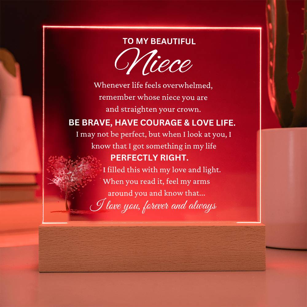 "For My Brave and Beautiful Niece" - LED Acrylic Plaque