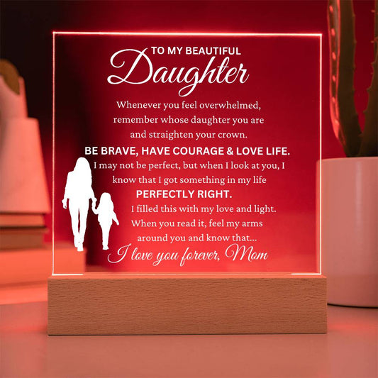 Daughter Gift from Mom - ''I Love You Forever'' - Acrylic LED Lamp