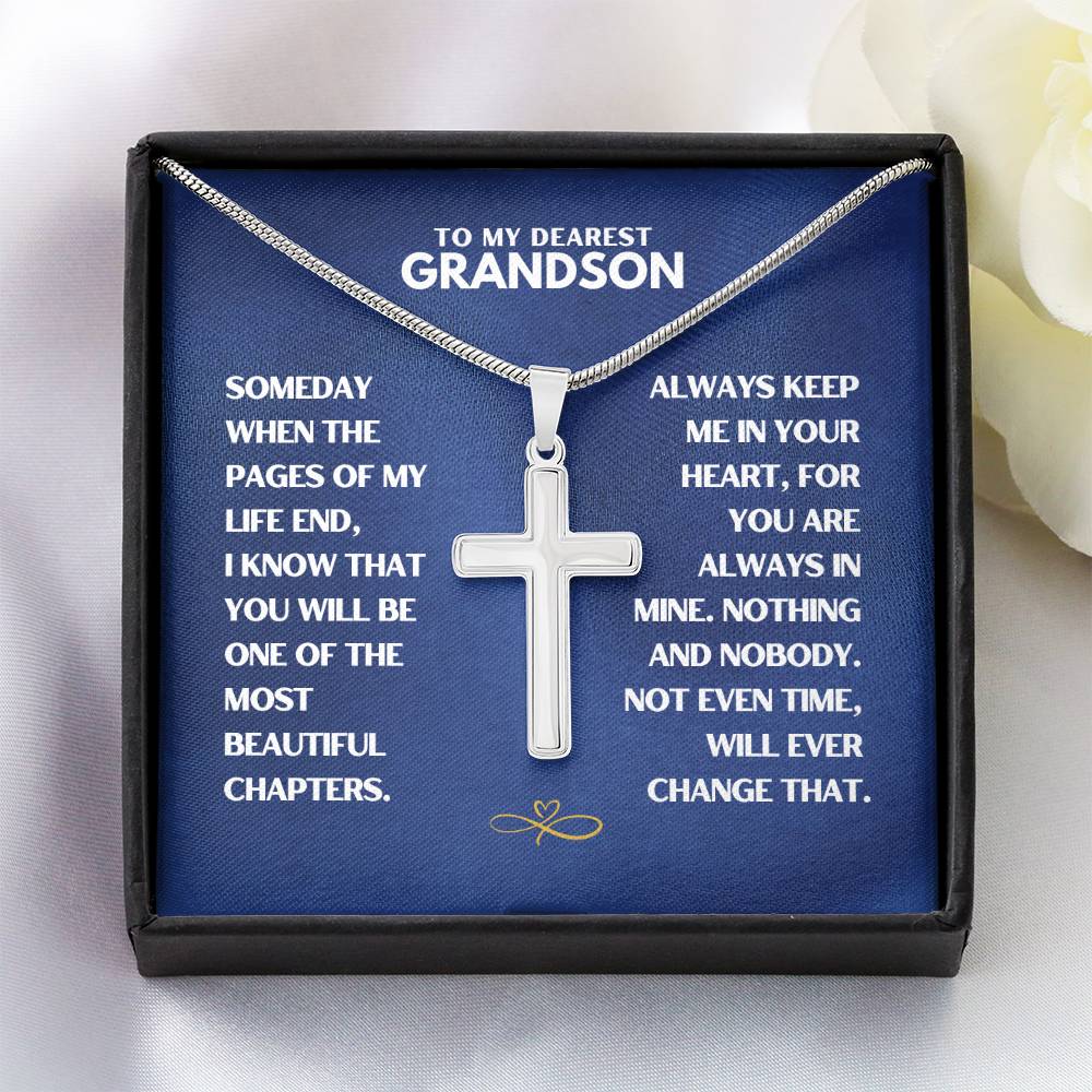 To My Dearest Grandson - Cross Necklace