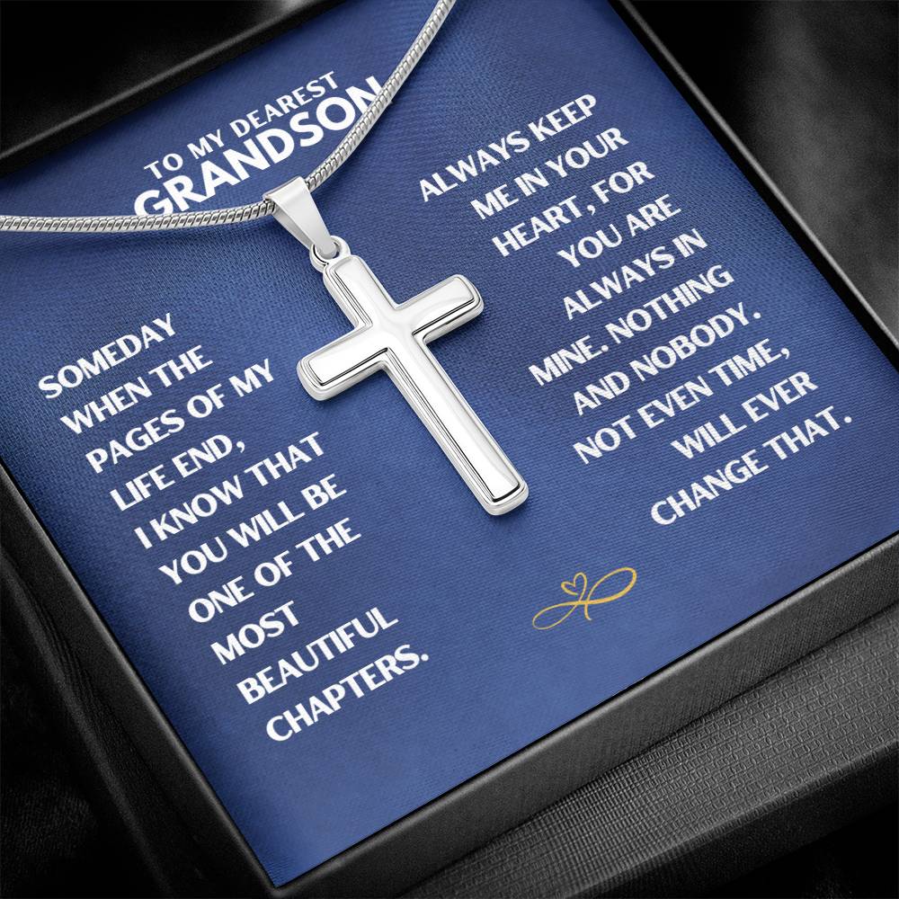 To My Dearest Grandson - Cross Necklace