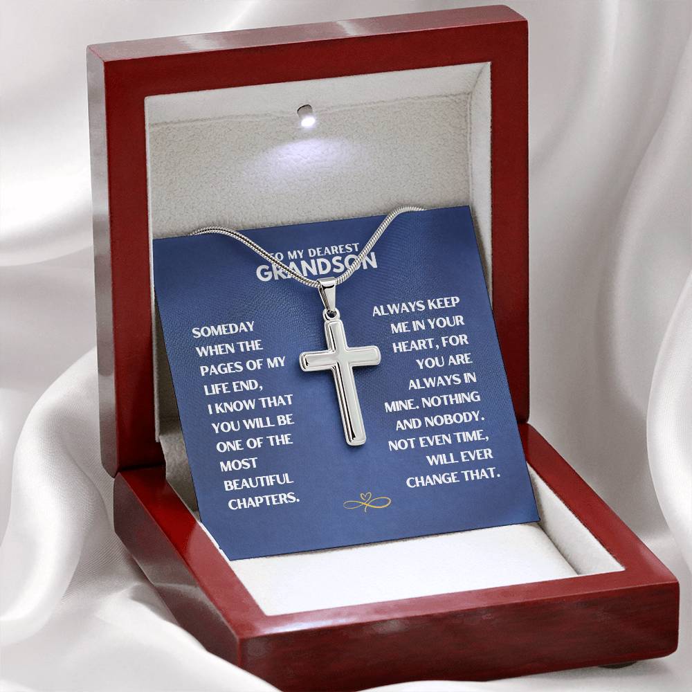 To My Dearest Grandson - Cross Necklace