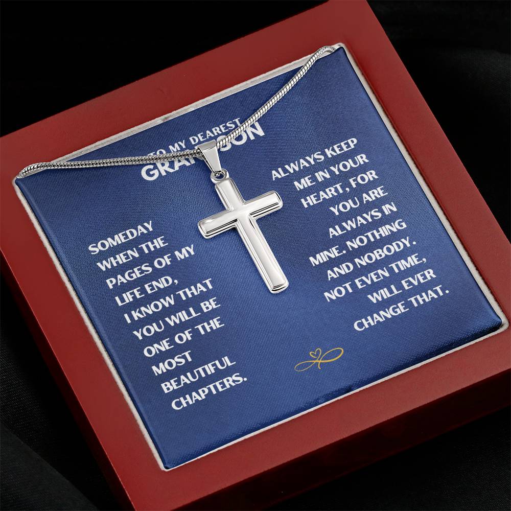 To My Dearest Grandson - Cross Necklace