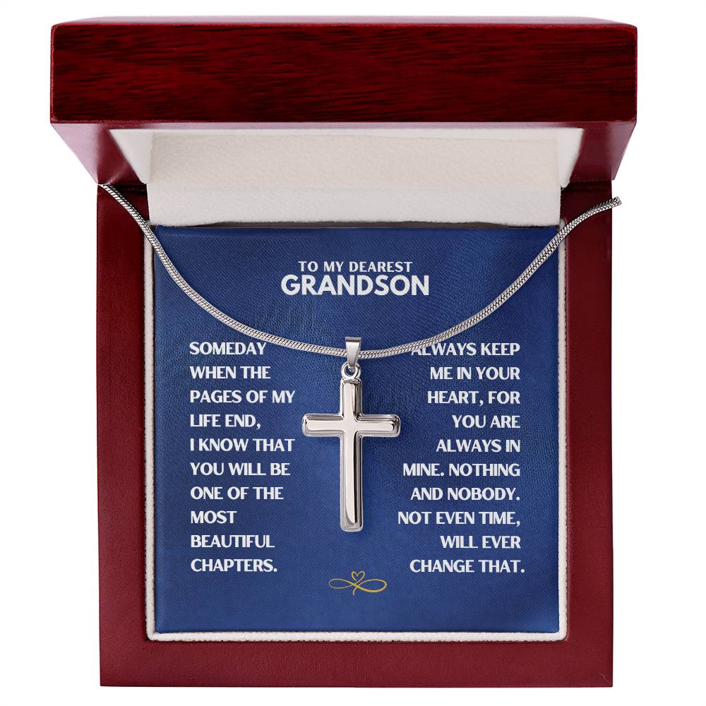 To My Dearest Grandson - Cross Necklace