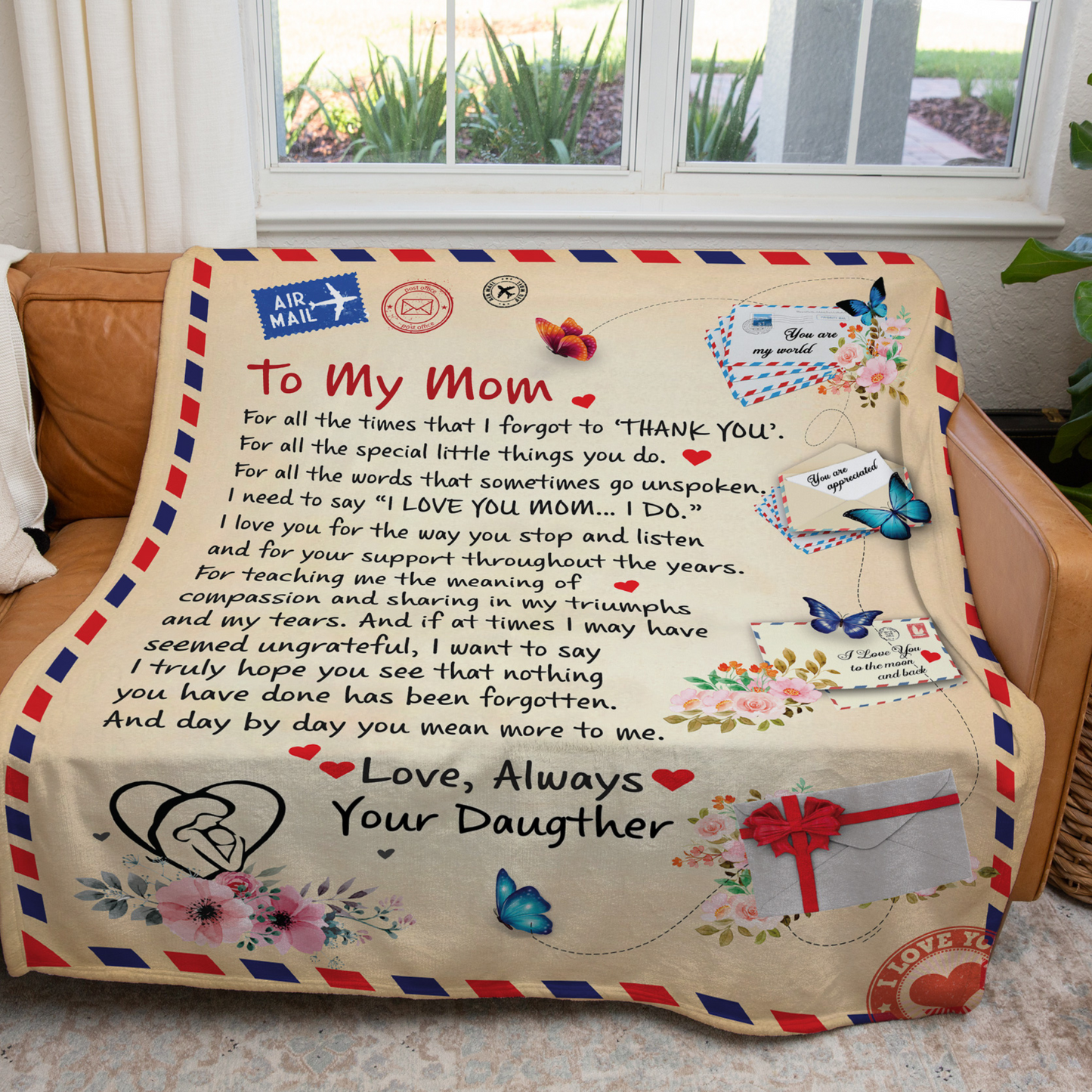 To Mom - Giant Post Card Blanket From Daughter