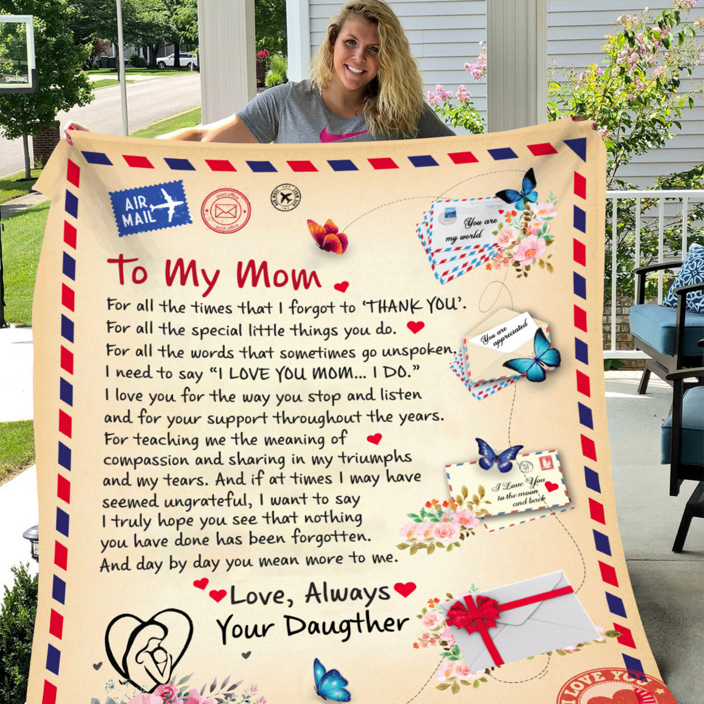 To Mom - Giant Post Card Blanket From Daughter